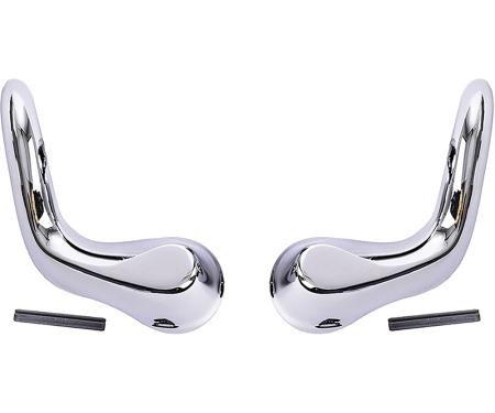 1966-67 Chevelle, Malibu, GTO, Tempest, LeMans, Skylark, Cutlass, 442, F85, Vent Window Handles, 2-Door Hardtop and Convertible Models, Chrome, LH and RH