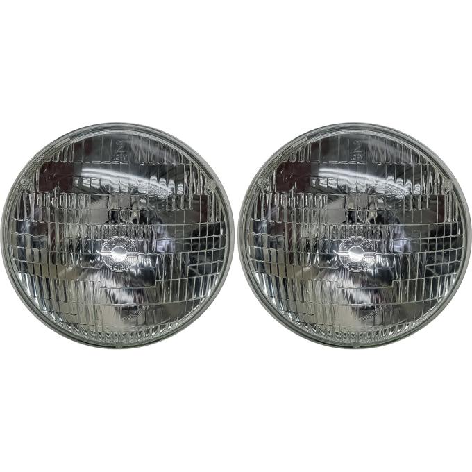 Headlamp Sealed Beam Set, 12 Volt, High / Low, 7" Round, With Power Beam Logo, Pair