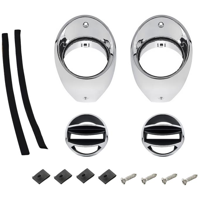 OER 1966-67 Chevrolet Chevelle, Malibu, El Camino, Air Vent Ball and Bezel Set, Chrome Bezels 154831