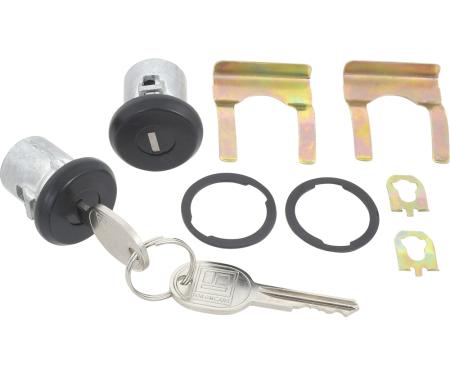 OER 1961-87 Buick, Chevrolet, Pontiac, Olds, Door Lock Set, with Generic Logo Keys, Black 609833