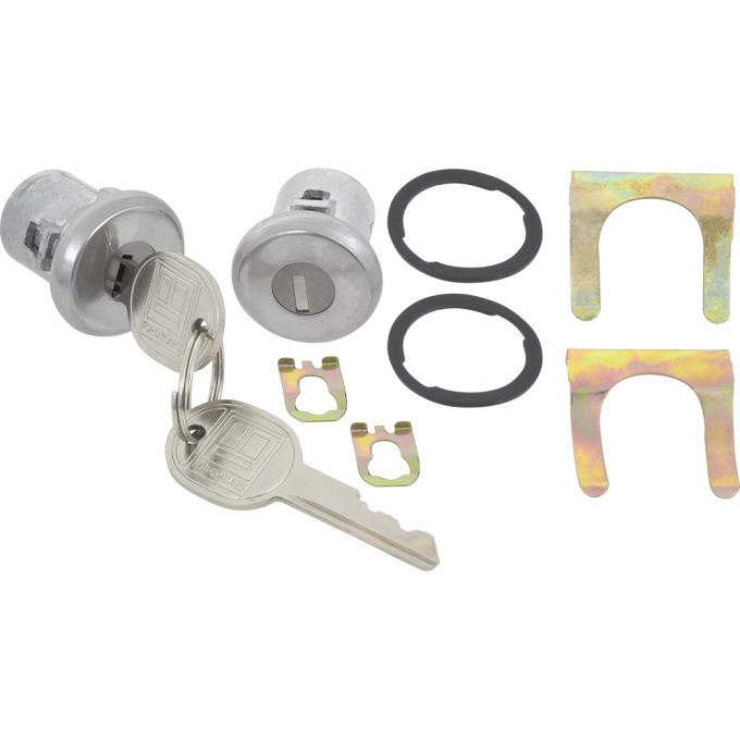 OER 1961-87 Buick, Chevrolet, Pontiac, Olds, Door Lock Set, with Generic Logo Keys, Bright Finish 609833A