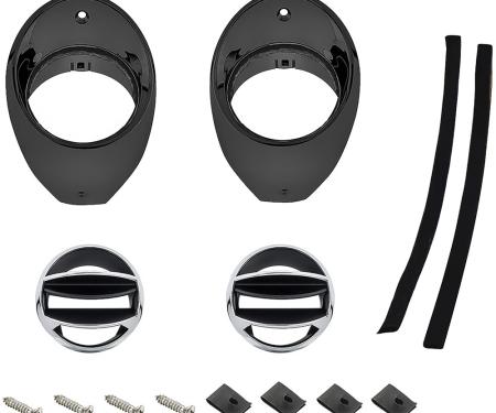 OER 1966-67 Chevrolet Chevelle, Malibu, El Camino, Air Vent Ball and Bezel Set, Black Bezels 154830