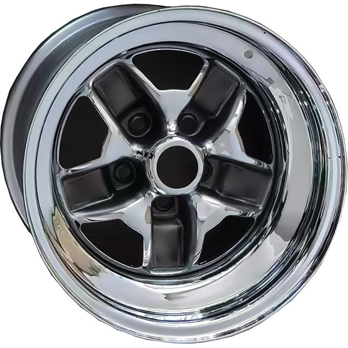 Oldsmobile Cutlass, 442, F85, Super Stock III Steel Wheel, 14" X 6", 3.74" Backspacing, +6mm Offset, 5 x 4-3/4" Lug Pattern, Chrome Rim, Gray Painted Center Spoke, Each