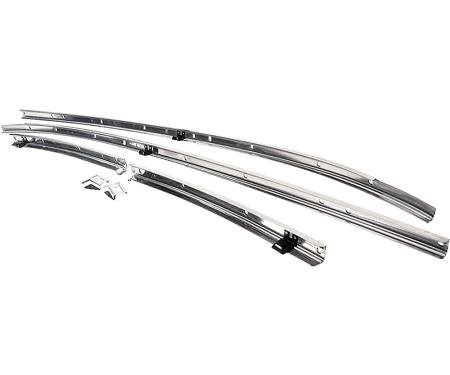 1970-72 Chevelle, Skylark, GS, Roof Rail Weatherstrip Channel Set, 2 Door Hardtop, Stainless Steel, LH & RH, 6 Piece Set
