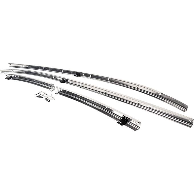 1970-72 Chevelle, Skylark, GS, Roof Rail Weatherstrip Channel Set, 2 Door Hardtop, Stainless Steel, LH & RH, 6 Piece Set