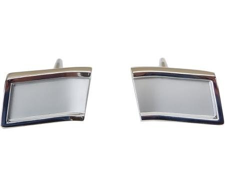 OER 1968 Oldsmobile Cutlass, 442, F85 Hardtop, Moldings, Quarter Panel Trim End Cap, Chrome/White, Pair XP4535T