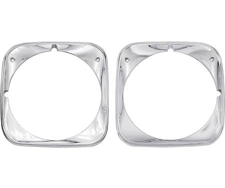 OER 1971 Chevelle, Malibu, El Camino, Headlamp Bezels, Chrome, LH and RH, Replaces GM#'s 3982449, 3982450 3982449P