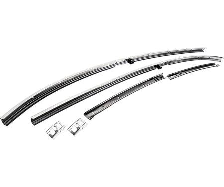 1969 Chevelle, Roof Rail Weatherstrip Channel Set, 2 Door Hardtop, Stainless Steel, LH & RH, 6 Piece