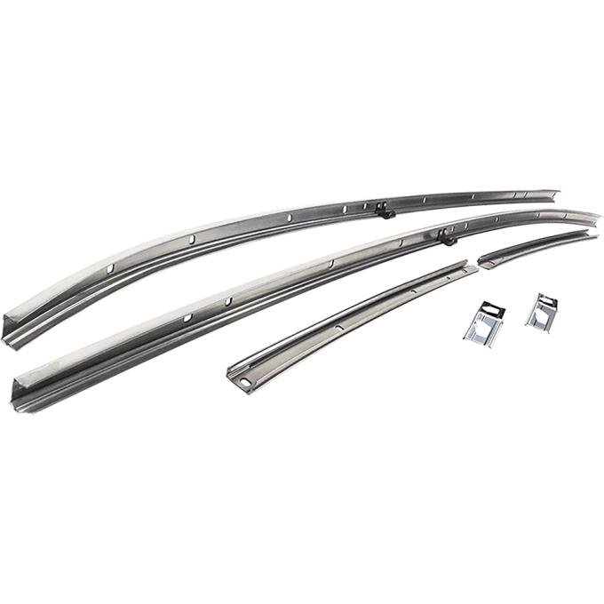 1968 Chevelle, Roof Rail Weatherstrip Channel Set, 2 Door Hardtop Models, Stainless Steel, LH and RH, 6 Piece