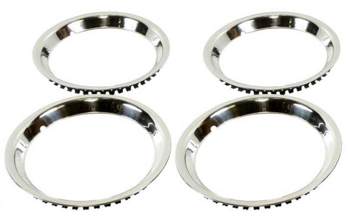 OER 16" Stainless Steel 1-1/2" Deep Round Lip Rally Wheel Trim Ring Set for Reproduction Wheel Only *TR3016
