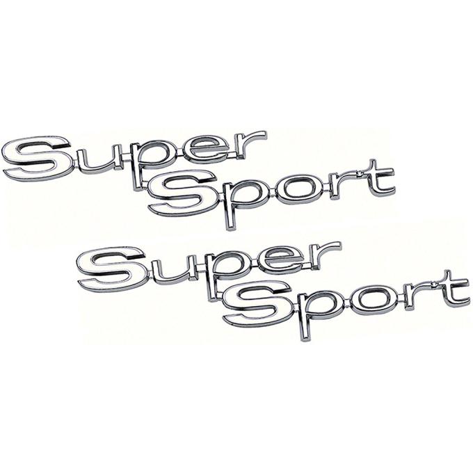 1967 Chevelle, El Camino, "Super Sport" Quarter Panel Emblems, Pair, GM Licensed
