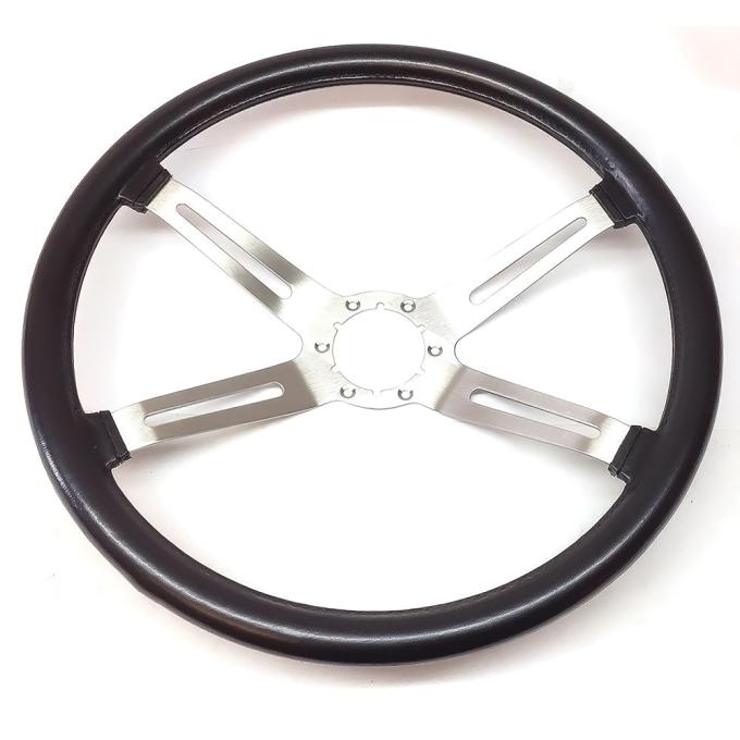 1970-77 Oldsmobile Cutlass, 1970-71 442, Rally Steering Wheel, Brushed 4-Spoke, Cushion Black Grip
