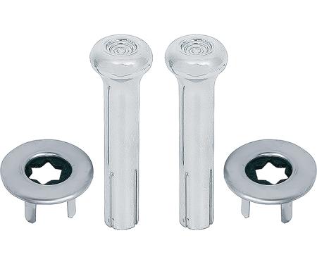 OER 1973-88 GM, Door Lock Knob Kit, Plastic, Smooth Chrome Knobs, With Wide Ferrules *R2591