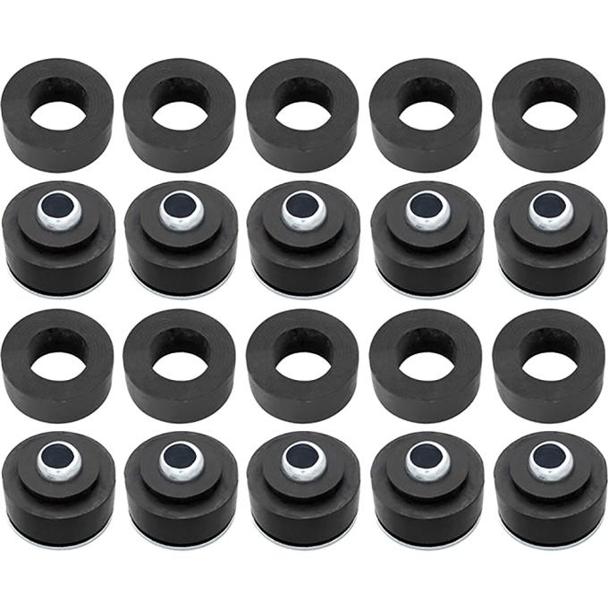 1964-67Chevelle, Gran Sport, Skylark, Special, Cutlass, 442, F85, GTO, Tempest, LeMans, Body to Frame Mount Bushing Kit, Hardtop or Sedan Models, Includes 10 Complete Bushings, Hardware sold separately.