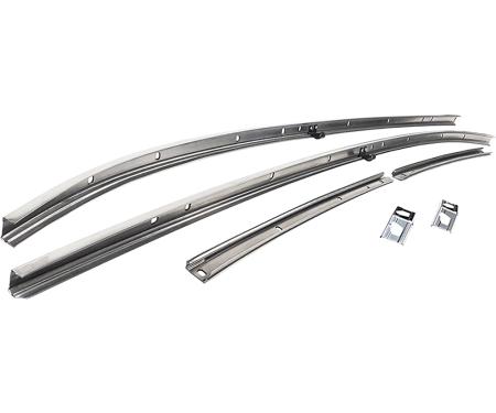1968 Chevelle, Roof Rail Weatherstrip Channel Set, 2 Door Hardtop Models, Stainless Steel, LH and RH, 6 Piece
