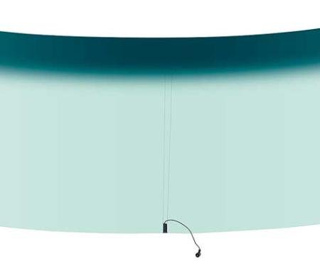 1968-72 Buick, Chevy, Pontiac, Oldsmobile, A-Body, Front Windshield Glass, 2-Door Coupe & Hardtop, with Built-In Antenna, Lt Green Tint, with Blue/Green Upper Shaded Band