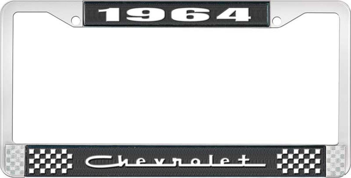 OER 1964 Chevrolet Style 5 Black and Chrome License Plate Frame with