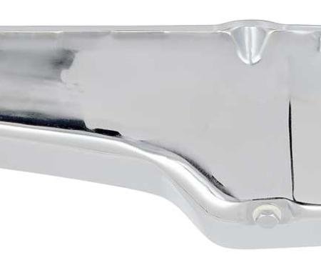 1958-79 Chevrolet Small Block, Chrome Oil Pan, 4 Quart, Driver Side Dipstick Location