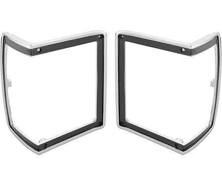 1972 El Camino, Sprint and Chevelle Station Wagon Models, Park Lamp Bezels, LH and RH, Chrome