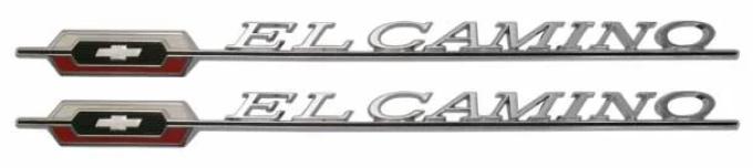 AMD Bedside Emblems, "El Camino" with Bowtie Logo, LH/RH Pair, 66 El Camino T-4841