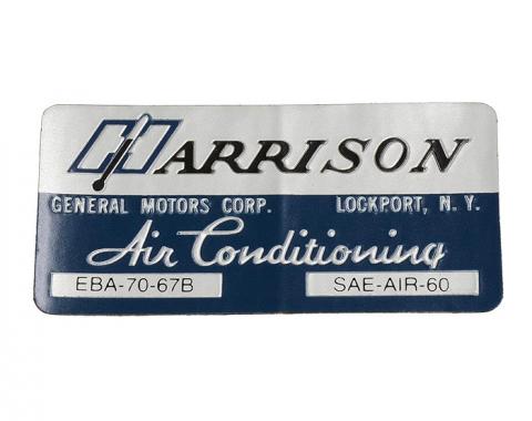 Corvette Decal, Air Conditioning Foil Plate, 1967