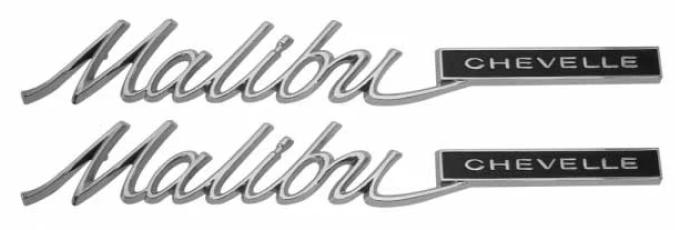 AMD Quarter Panel Emblems, "Malibu CHEVELLE", LH/RH Pair, 65 Chevelle T-4211