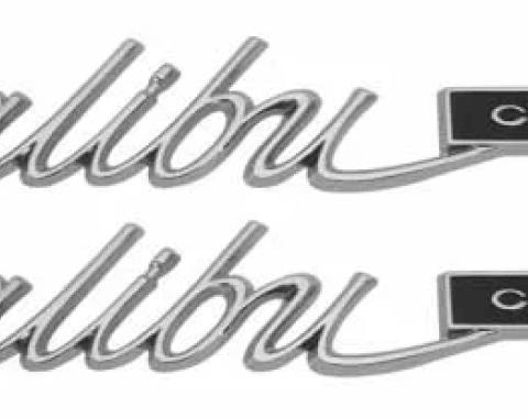 AMD Quarter Panel Emblems, "Malibu CHEVELLE", LH/RH Pair, 65 Chevelle T-4211